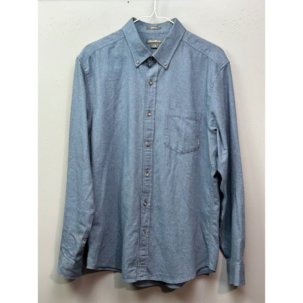 Eddie Bauer Shirt Mens M Blue Classic Fit Button Down Long Sleeve Cotton Twill